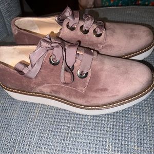 Zara lilac velour platform brogues